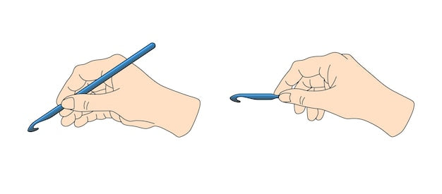 How to hold a crochet hook