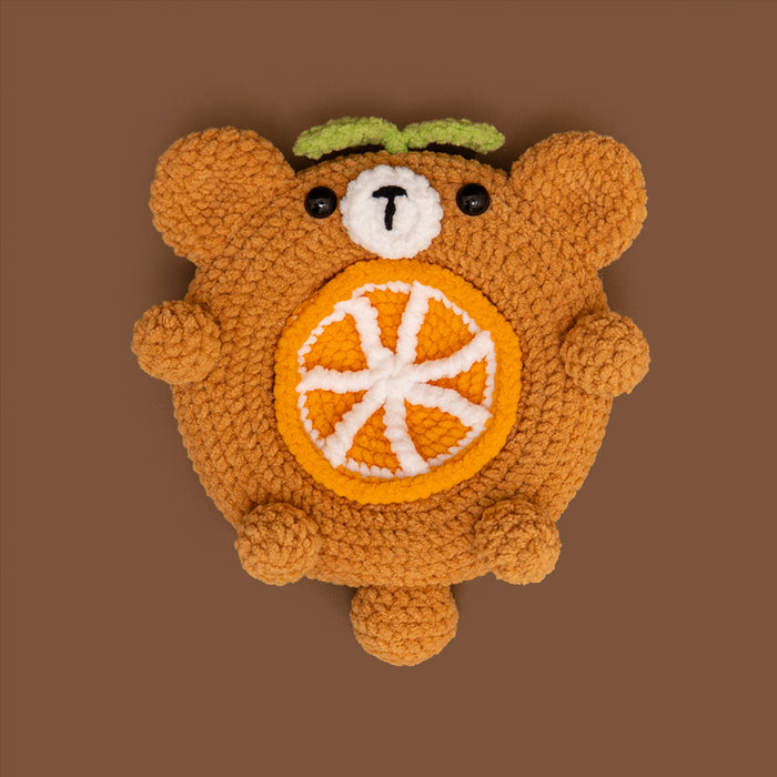 Cute Orange Bear Coaster Crochet Kit