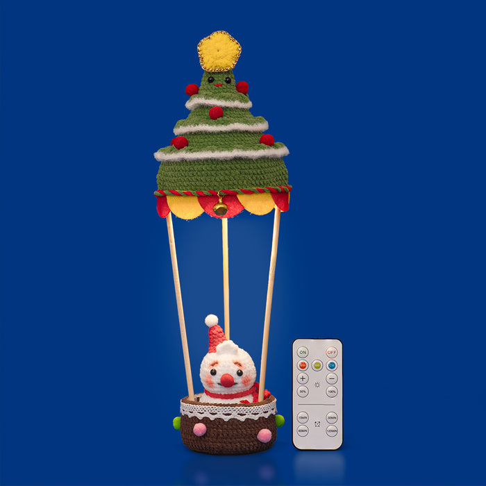 Christmas Tree Hot Air Balloon with Led Lights Crochet Kit