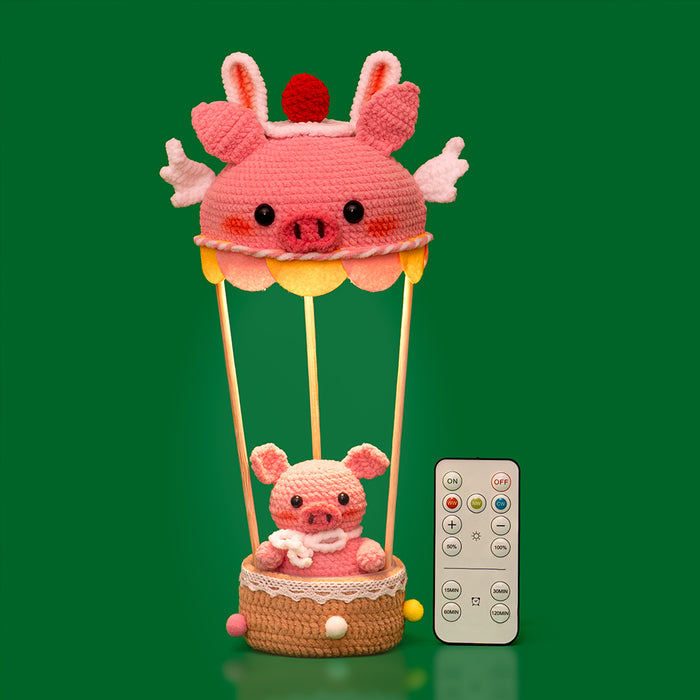 Piggy Hot Air Balloon with Led Lights Crochet Kit