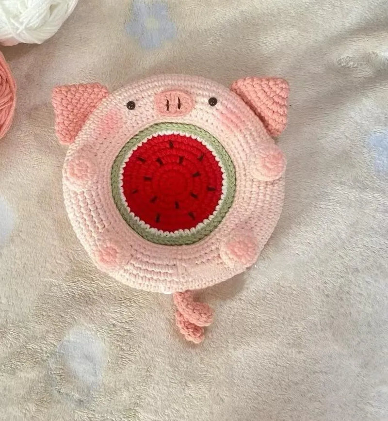 Watermelon Pig Coaster Animal Crochet Pattern