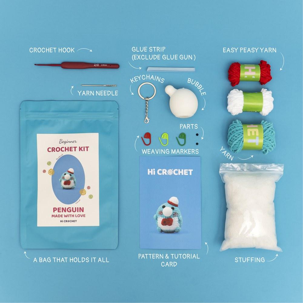 Press Bubble Penguin Animal Crochet Kit - HiCrochet