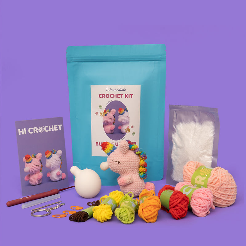 Press Bubble Unicorn Crochet Kit-Pink
