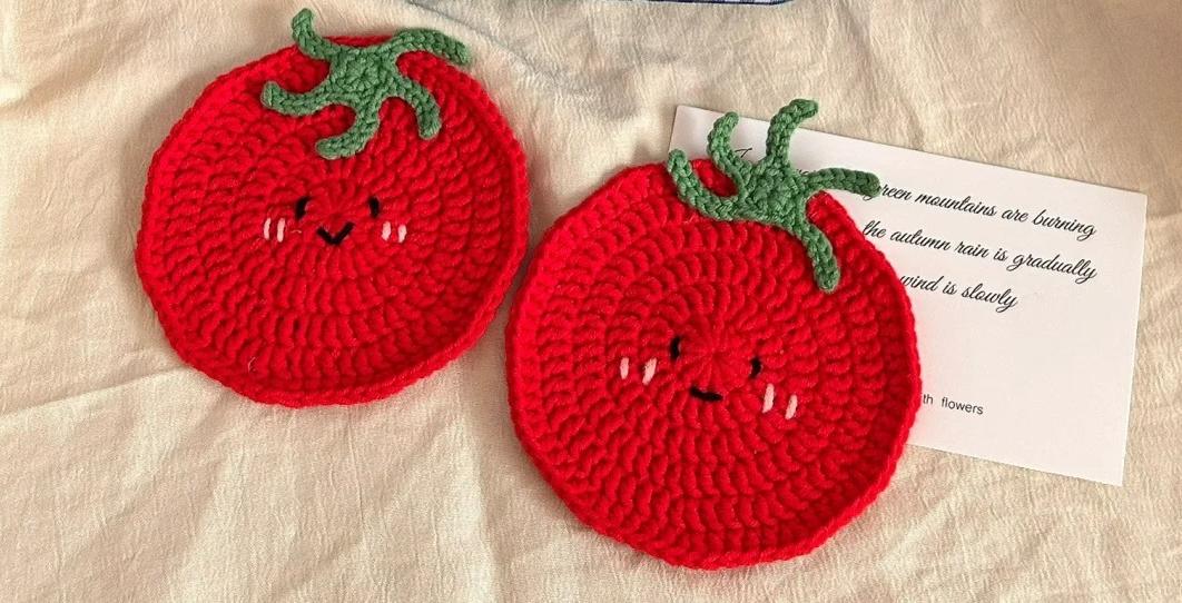 Tomato Coaster Vegetable Crochet Pattern