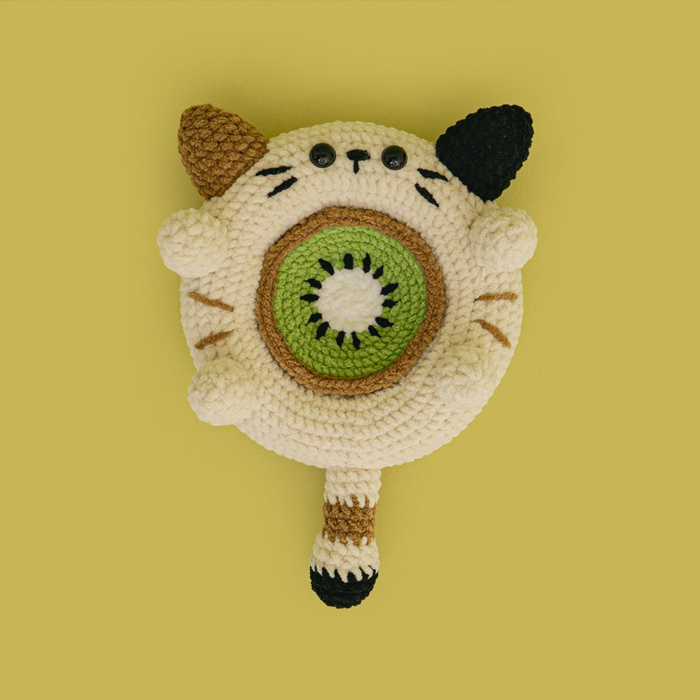 Cute Kiwi Cat Coaster Crochet Kit