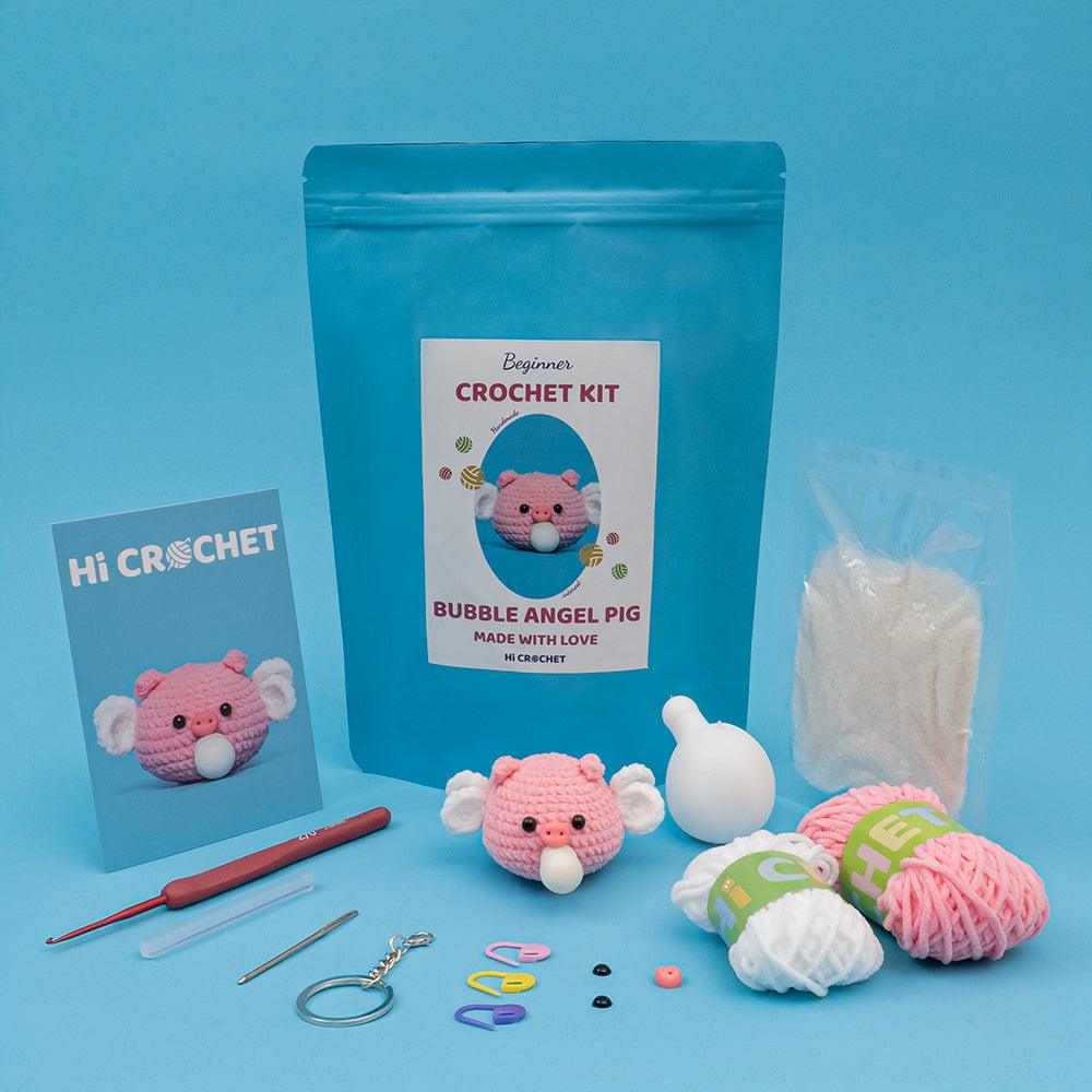 Cute Press Bubble Angel Pig Crochet Kit - HiCrochet