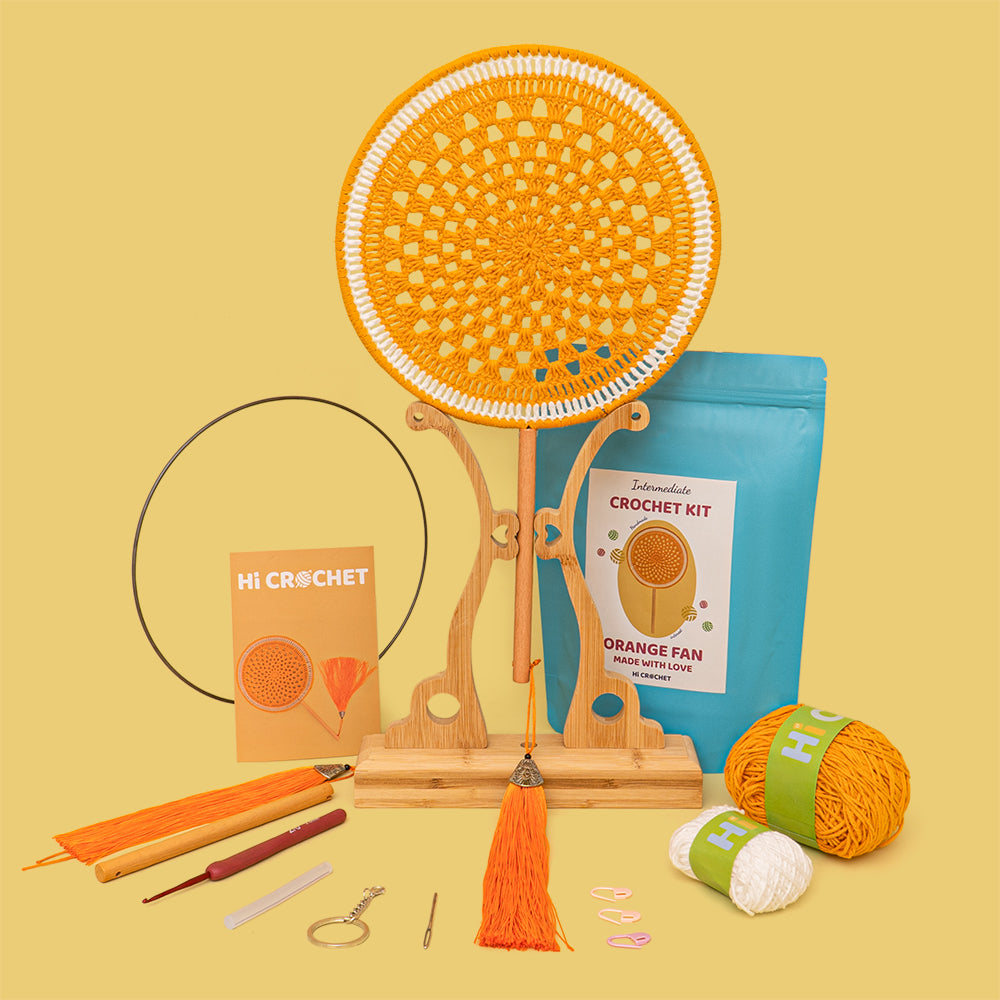 Orange Fan Crochet Kit