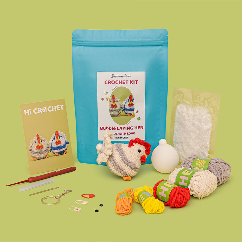 Egg-Laying Hen Crochet Kit-Grey