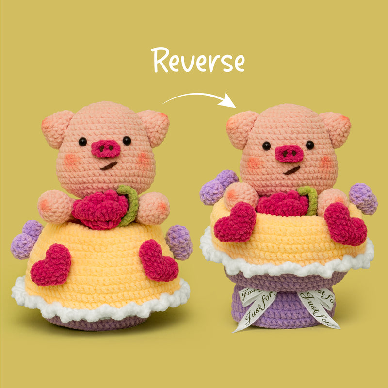 Reversible Piggy Bouquet Crochet Kit