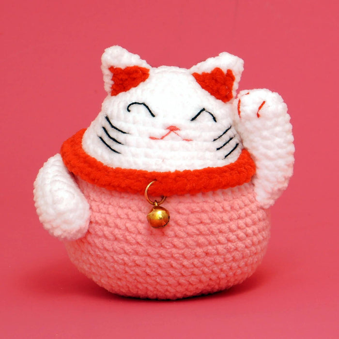 Magnetic Lucky Cat Crochet Kit-Pink - HiCrochet