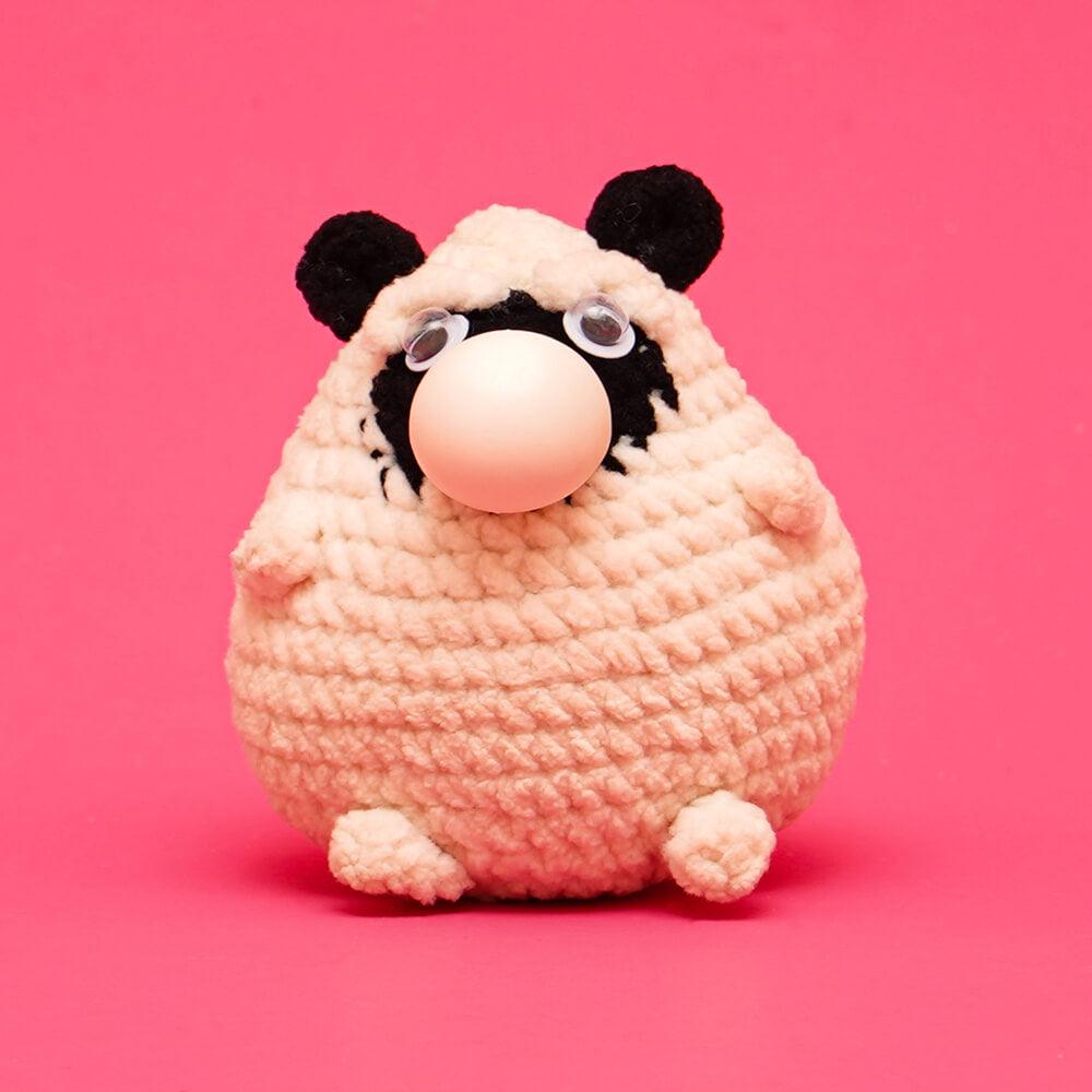 Press Bubble Pug Dog Crochet Kit - HiCrochet