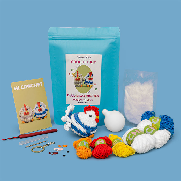 Egg-Laying Hen Crochet Kit-Blue