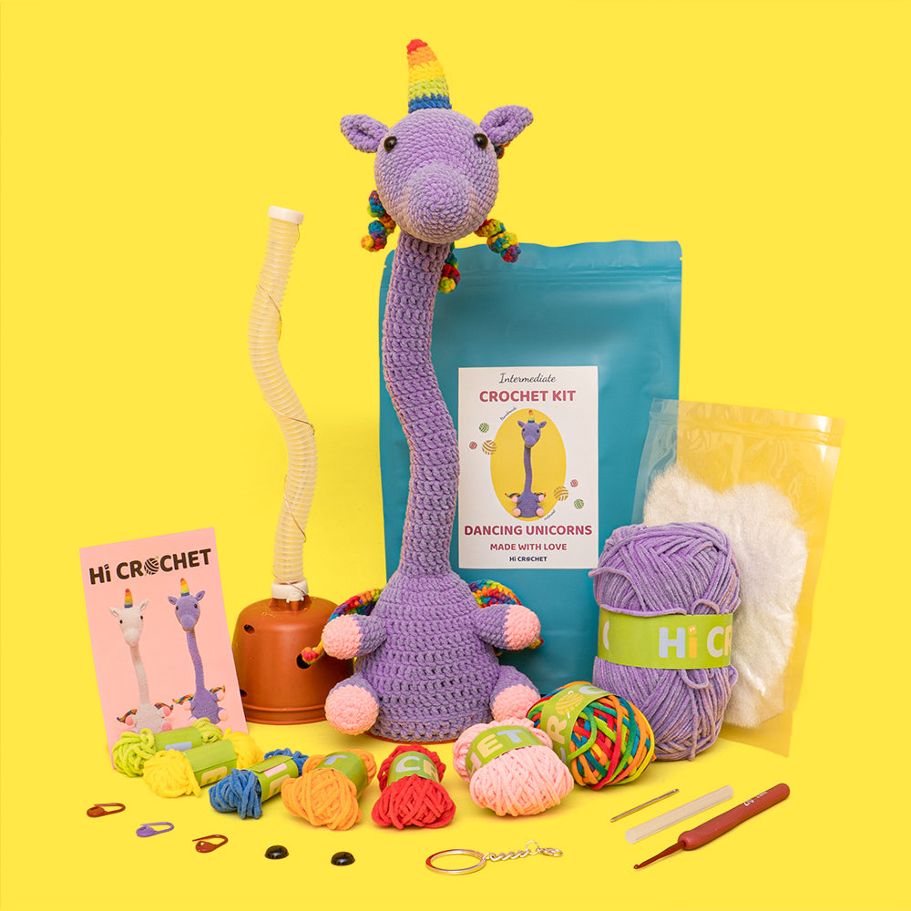 Dancing Unicorn Animal Can Sing and Dance Cute Crochet Kit-Purple