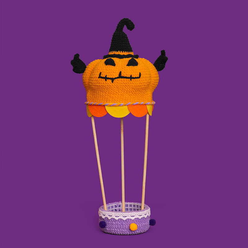 Halloween Pumpkin Hot Air Balloon with Led Lights Crochet Kit