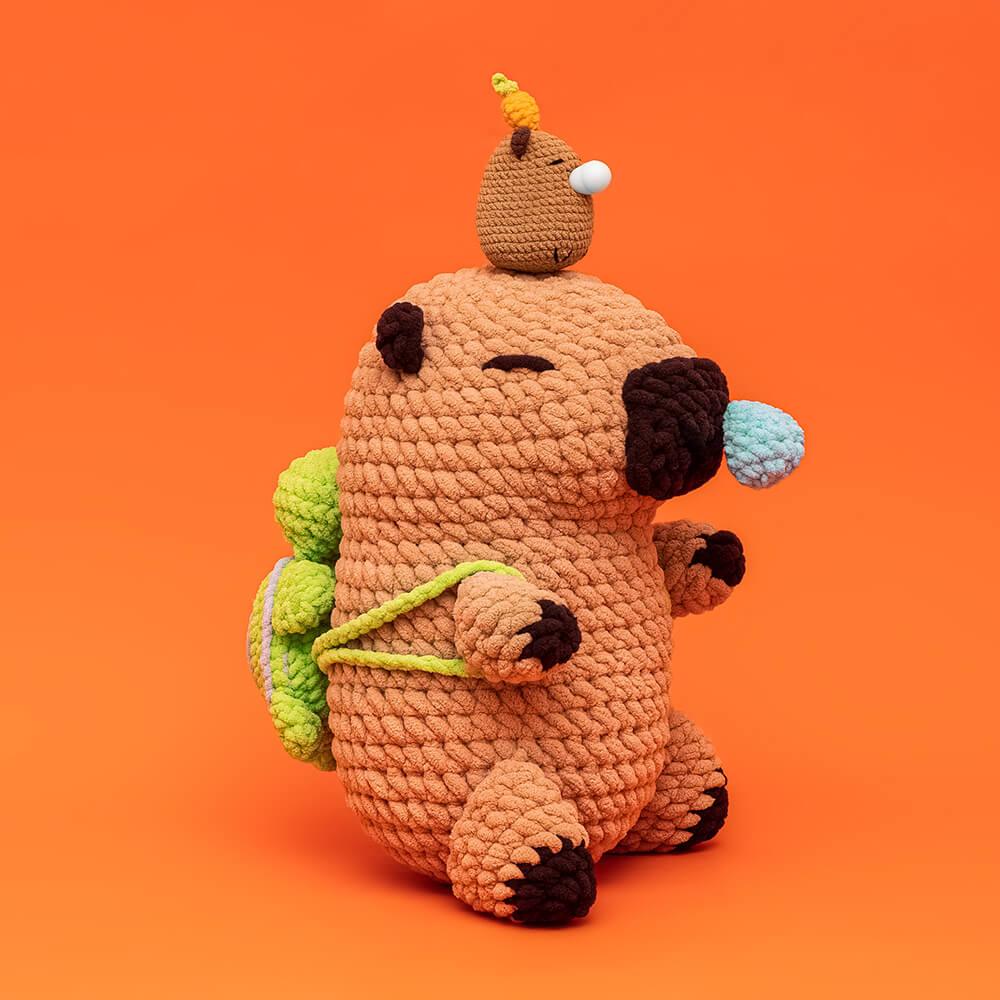 Runny Nose Capybara with Press Bubble Mini Capybara Crochet Kits - HiCrochet