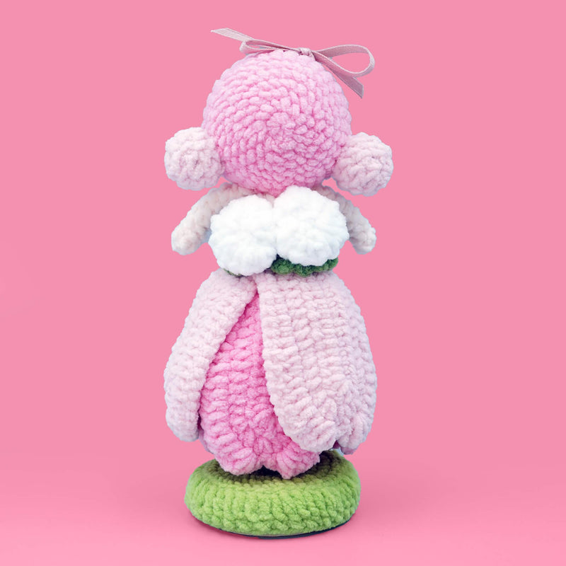 Pink Flower Girl Doll Crochet Knitting Stuffed Kit - HiCrochet