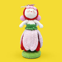 Red Flower Girl Doll Crochet Knitting Stuffed Kit - HiCrochet