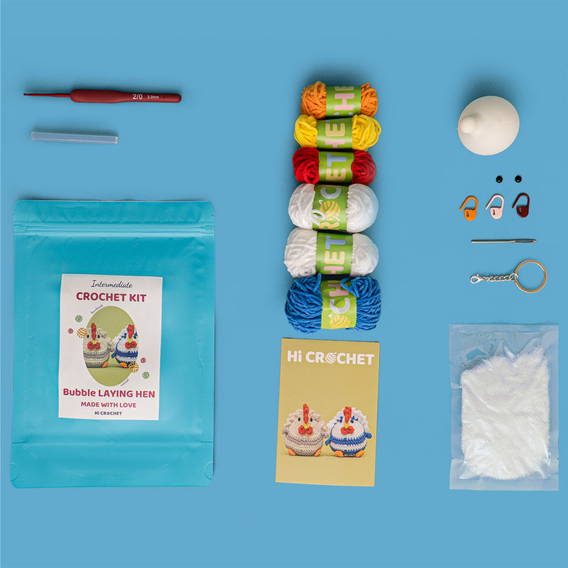 Egg-Laying Hen Crochet Kit-Blue