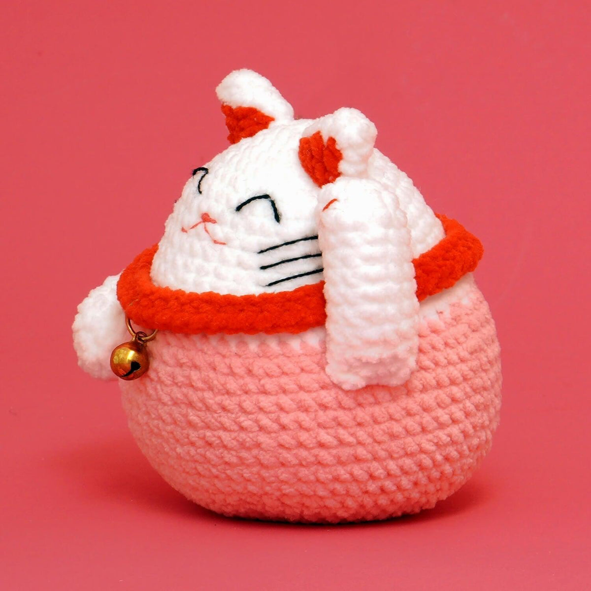 Magnetic Lucky Cat Crochet Kit-Pink - HiCrochet