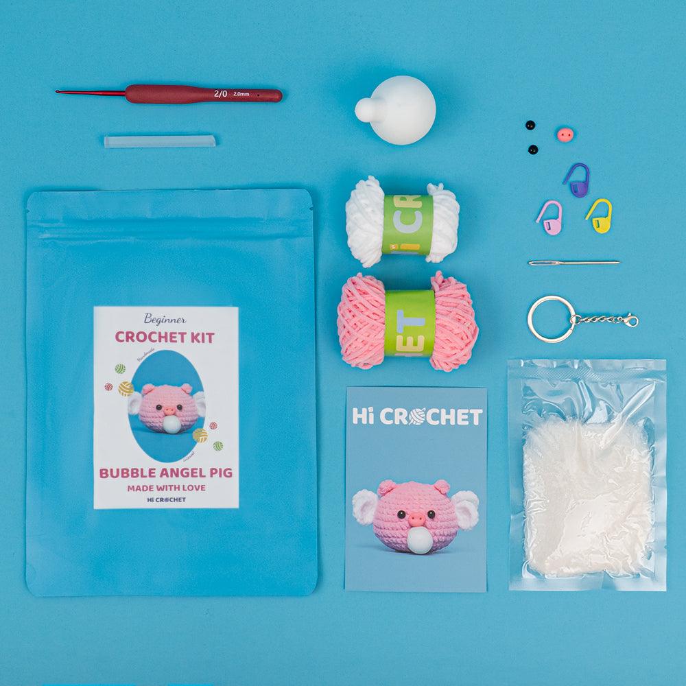 Cute Press Bubble Angel Pig Crochet Kit - HiCrochet