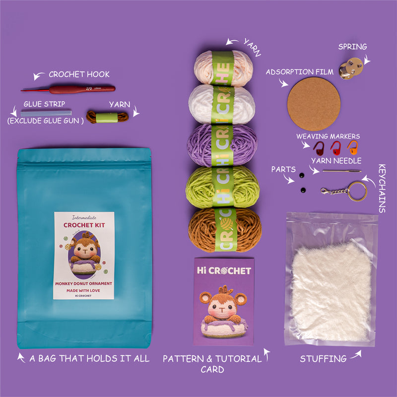 Cute Donut Monkey Crochet Kit