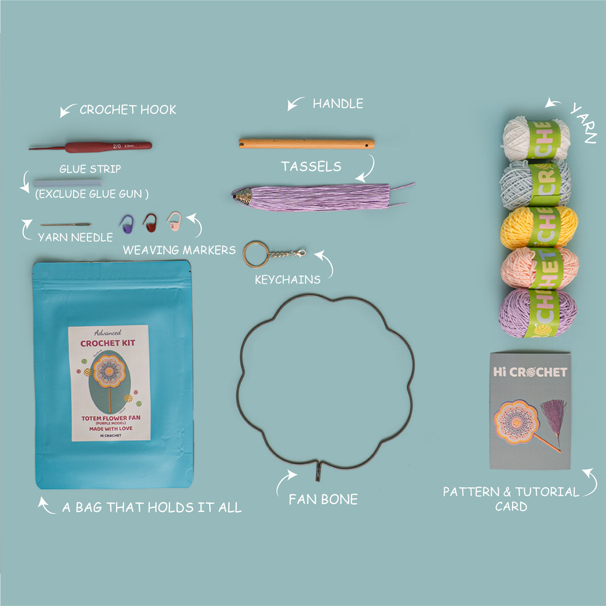 Purple Totem Fan Crochet Kit