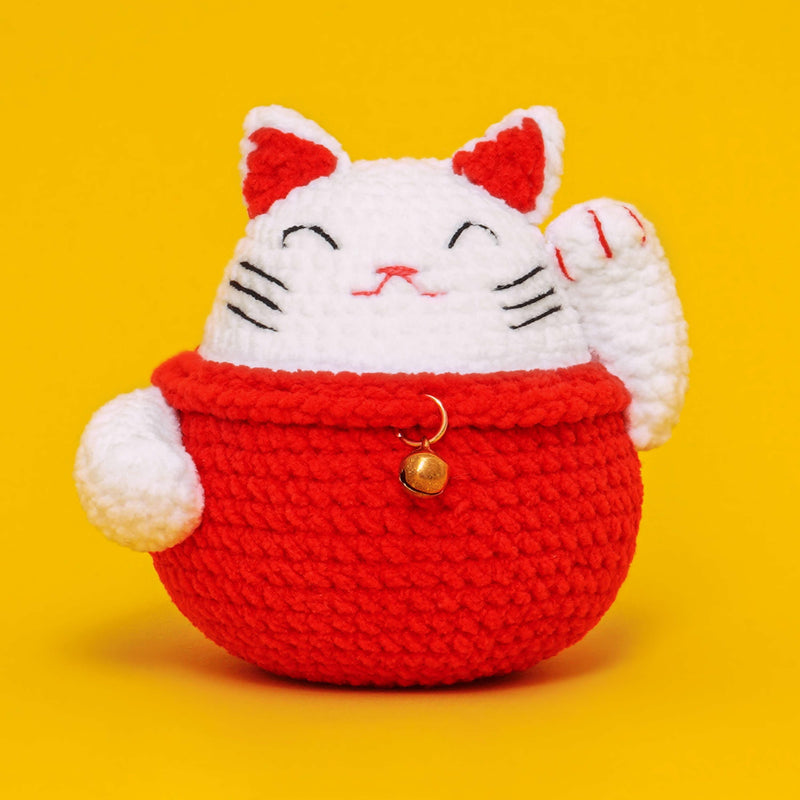 Magnetic Lucky Cat Crochet Kit-Red - HiCrochet