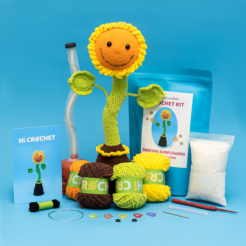 Smart Sunflower Can Sing and Dance Cute Crochet Kit