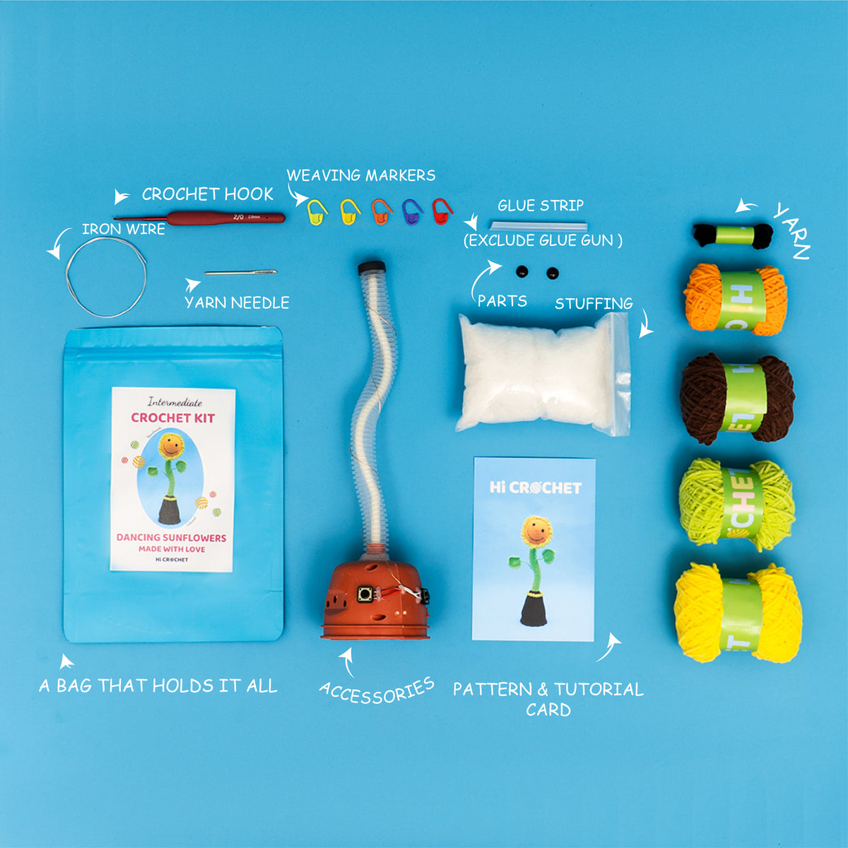 Smart Sunflower Can Sing and Dance Cute Crochet Kit