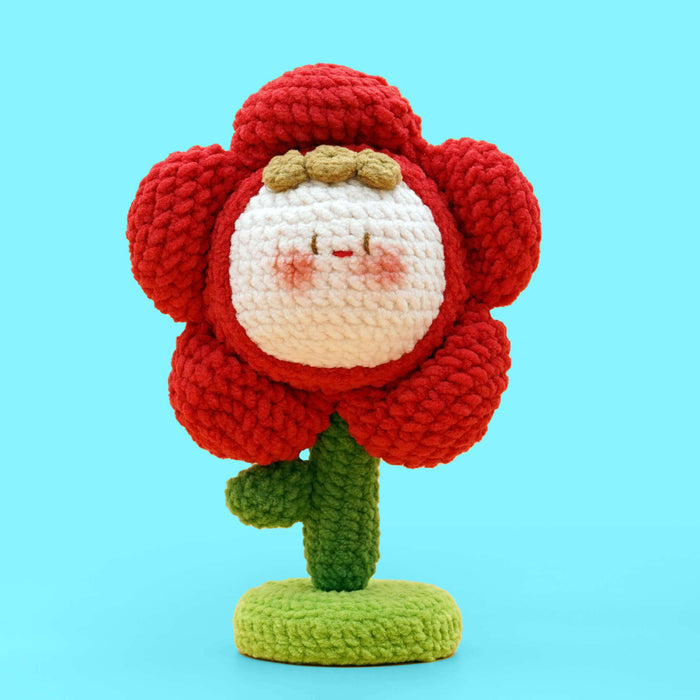 Red Flower Amigurumi Crochet Kit - HiCrochet