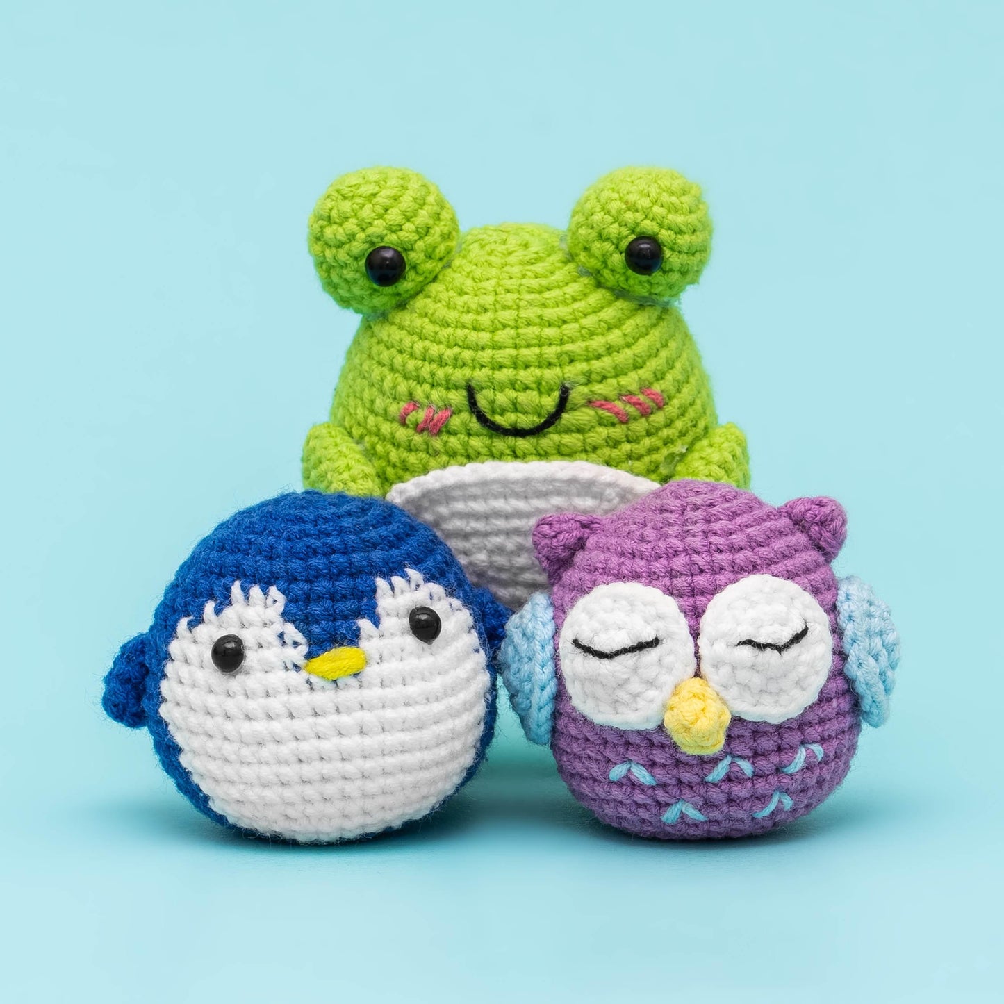 Hicrochet Kit For Beginners, Multi Animals-Owl, Penguin, Frog, Knitting Kit For Adult Kids - HiCrochet