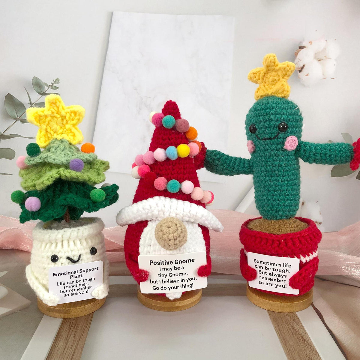 Positive Crochet Dolls with Affirmation Card