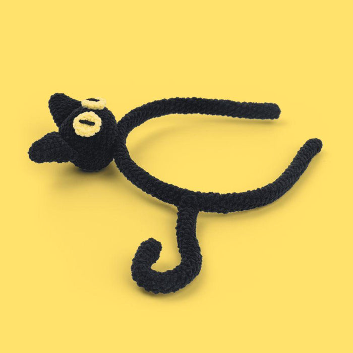 Cute Black Cat Hairband Crochet Kit - HiCrochet