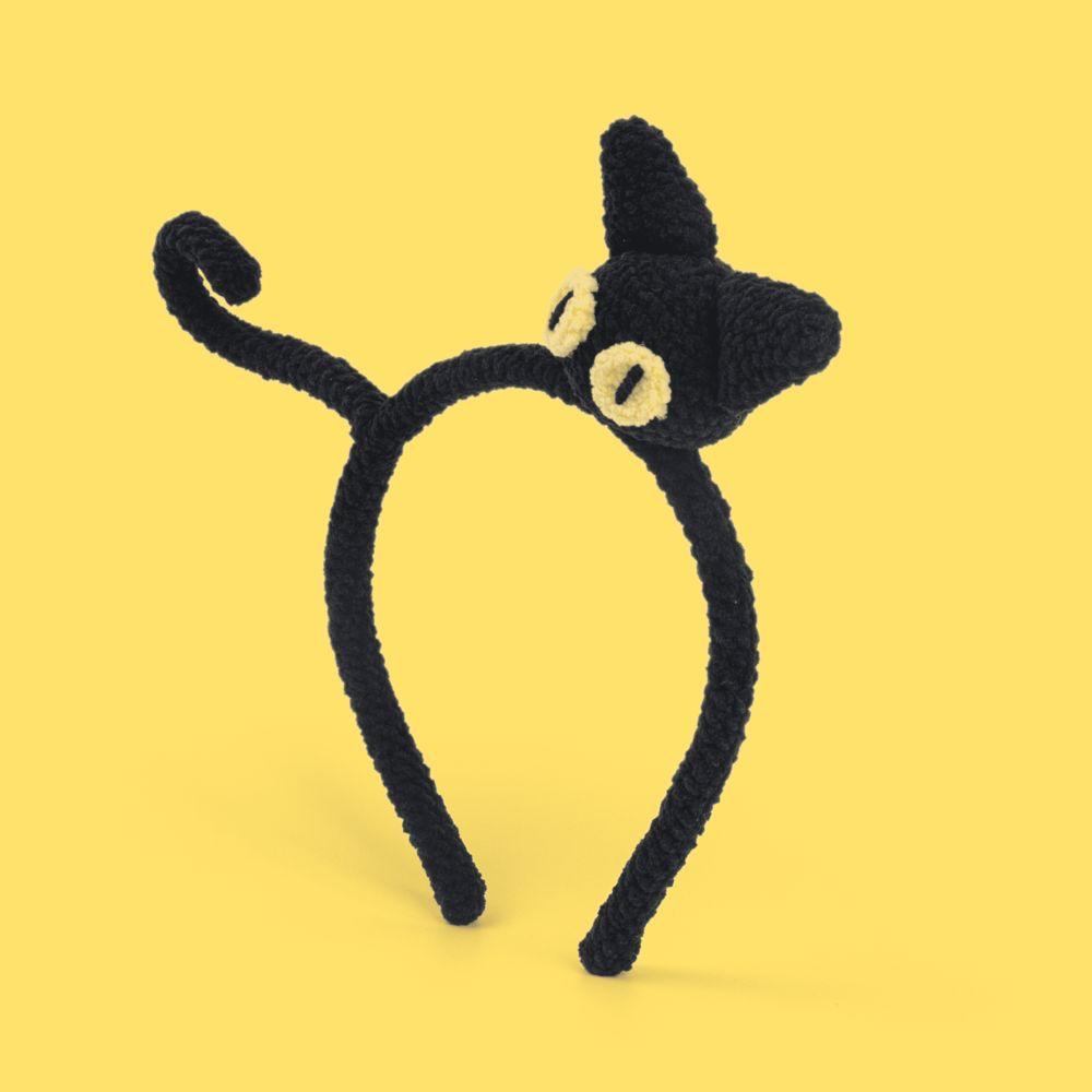 Cute Black Cat Hairband Crochet Kit - HiCrochet