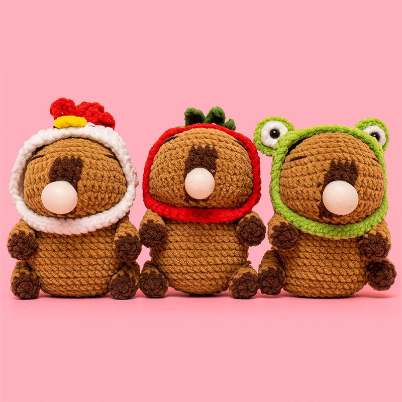 Capybara Crochet Kit With A Frog Hat - HiCrochet