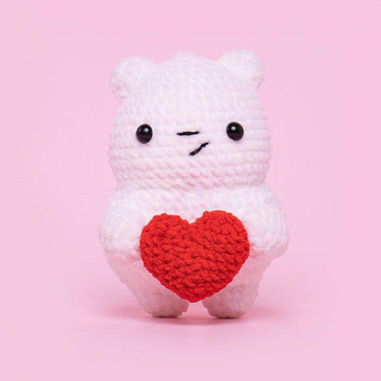 Lovely Love Bear Crochet Kit with Magnet-White - HiCrochet