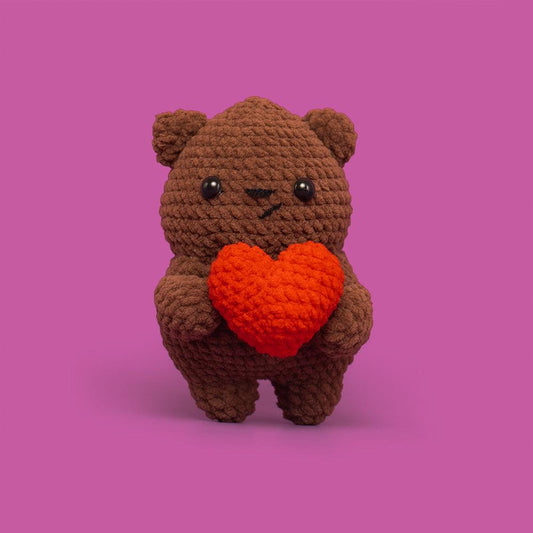 Lovely Love Bear Crochet Kit with Magnet-Brown - HiCrochet