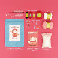 Magnetic Lucky Cat Crochet Kit-Pink - HiCrochet